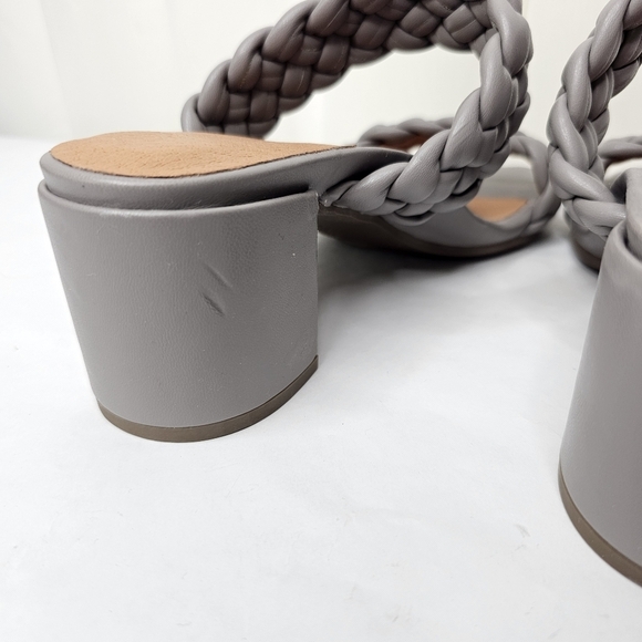 Gentle Souls by Kenneth Cole Gray Charlene Two Braid Heeled Sandal Size 8 - Picture 8 of 11